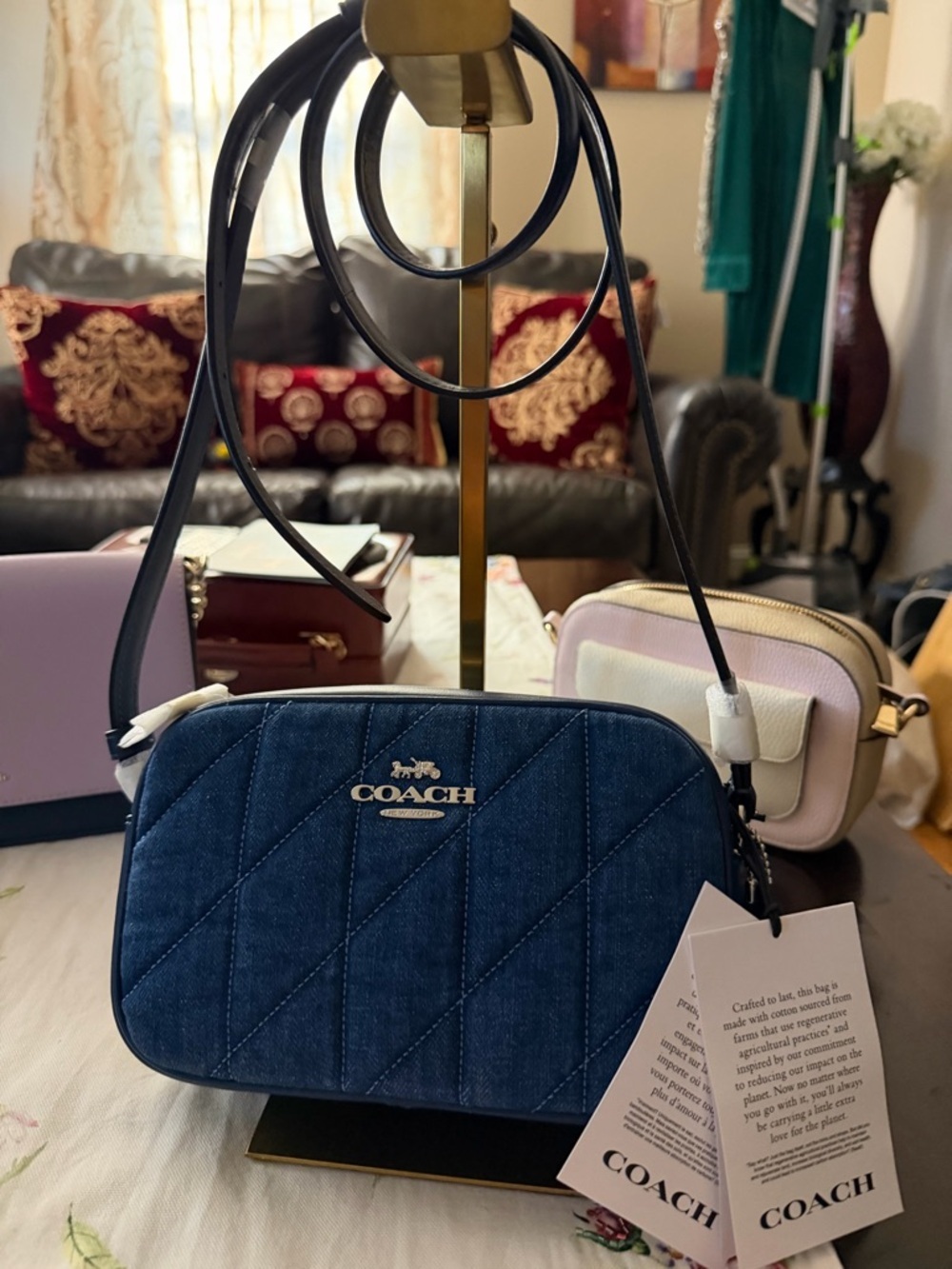 Coach Quilted Denim Mini Jamie Camera Crossbody Bag - Blue. NWT - Picture 3 of 3